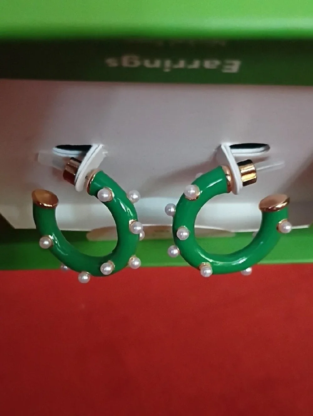 kate spade x Target Green Enamel Earrings with Pearlesque Accents